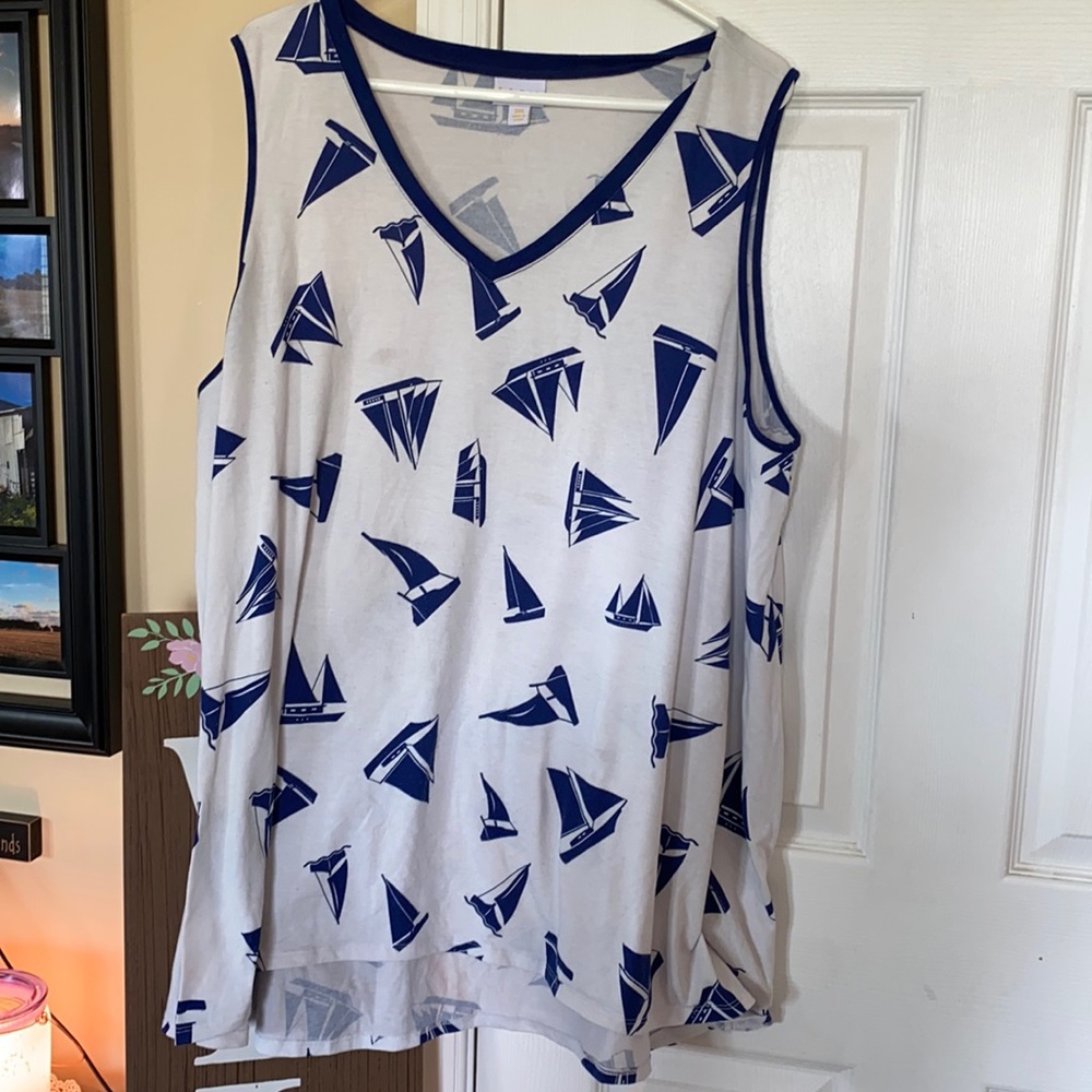 3x llr blue sailboat tank top